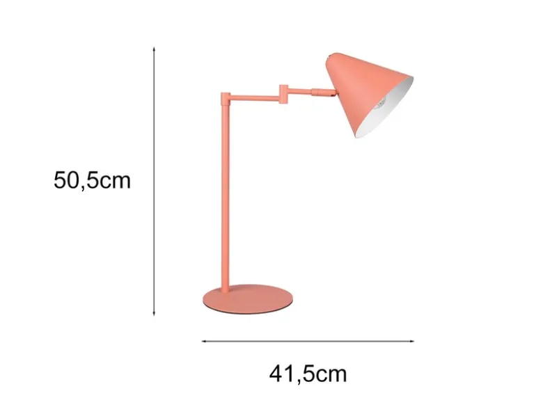 Retro Schreibtischlampe COSIMA mit Schwenkarm aus Metall Apricot, Höhe 50,5cm