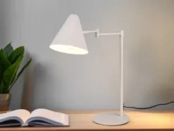 Retro Schreibtischlampe COSIMA mit Schwenkarm aus Metall Hellgrau, Höhe 50,5cm