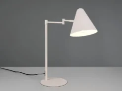 Retro Schreibtischlampe COSIMA mit Schwenkarm aus Metall Hellgrau, Höhe 50,5cm