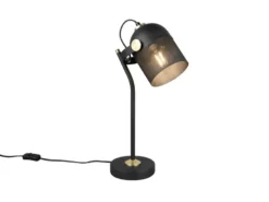 Retro Schreibtischlampe MIXA schwenkbar aus Metall Schwarz Gold, Höhe 45cm