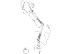 Retro Schreibtischlampe TAJO zum Klemmen, Weiß, max. Höhe 73,5cm