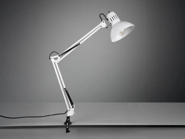 Retro Schreibtischlampe TAJO zum Klemmen, Weiß, max. Höhe 73,5cm