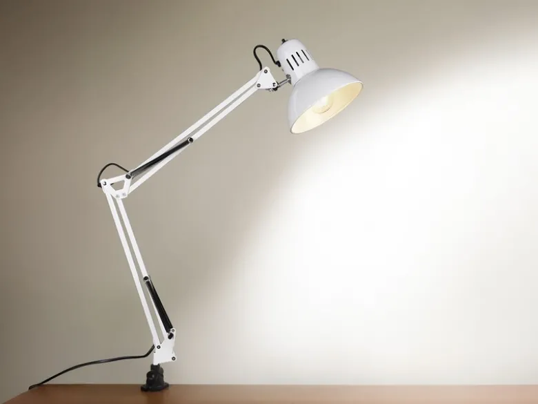 Retro Schreibtischlampe TAJO zum Klemmen, Weiß, max. Höhe 73,5cm