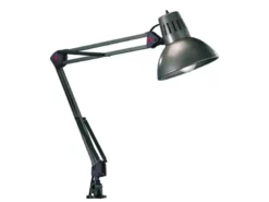 Retro Schreibtischlampe TAJO zum Klemmen, Aluminiumfarbig, max. Höhe 73,5cm