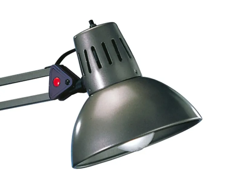 Retro Schreibtischlampe TAJO zum Klemmen, Aluminiumfarbig, max. Höhe 73,5cm