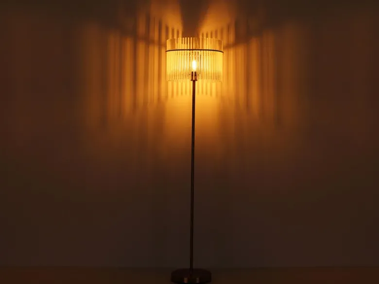 Retro Stehleuchte GORLEY mit transparenten Echtglas Stäben, Höhe 152cm