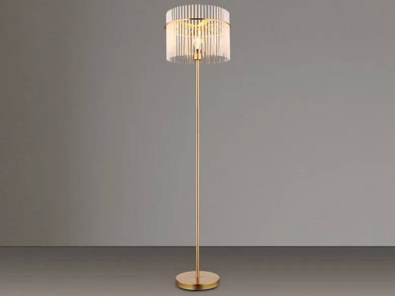 Retro Stehleuchte GORLEY mit transparenten Echtglas Stäben, Höhe 152cm