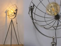Retro Stehleuchte GRID mit schwenkbarem Gitterschirm aus Metall Anthrazit, 146cm