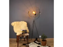 Retro Stehleuchte GRID mit schwenkbarem Gitterschirm aus Metall Anthrazit, 146cm