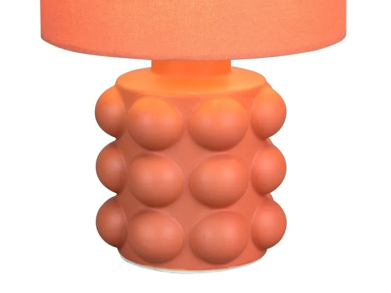 Retro Tischlampe KATE mit Keramikfuß & Stoffschirm Orange, Höhe 30cm