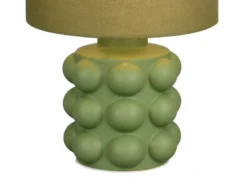 Retro Tischlampe KATE mit Keramikfuß & Stoffschirm Grün, Höhe 30cm