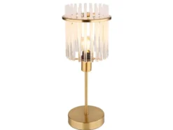 Retro Tischleuchte GORLEY mit transparenten Echtglas Stäben, Höhe 37,5cm