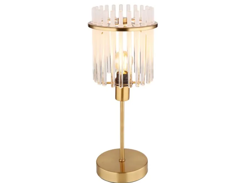 Retro Tischleuchte GORLEY mit transparenten Echtglas Stäben, Höhe 37,5cm