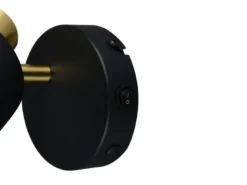 Retro Wandstrahler EVA mit Schalter aus Metall Schwarz Gold, Höhe 17cm