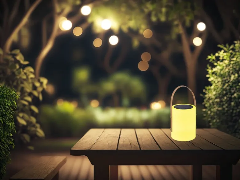 RGB Outdoor Tischleuchte BARI 24cm mit Fernbedienung, per USB & Solar aufladbar