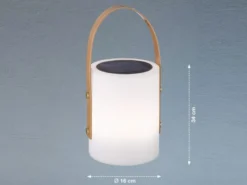 RGB Outdoor Tischleuchte BARI per USB & Solar aufladbar, Höhe 34cm