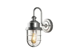 Robuste LED Außenwandleuchte aus feuerzinktem Stahl Höhe 21,5cm