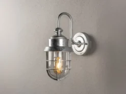 Robuste LED Außenwandleuchte aus feuerzinktem Stahl Höhe 21,5cm