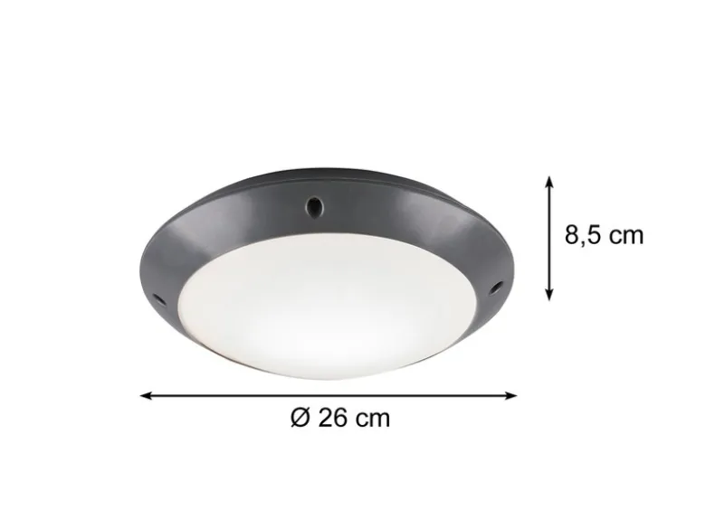 Runde Außendeckenleuchte Wandlampe CAMARO in Anthrazit - 26 cm