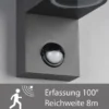 Runde Außenwandleuchte ROYA Downlight mit Bewegungsmelder, Anthrazit, Höhe 15cm