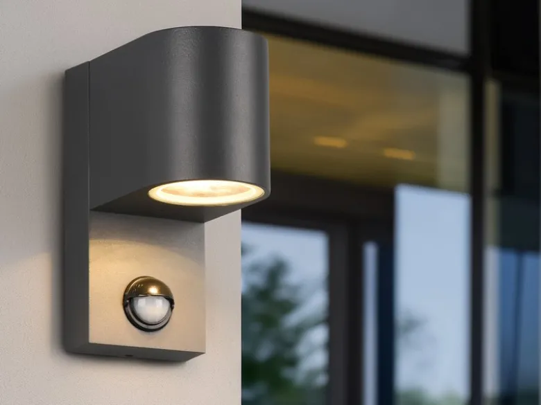 Runde Außenwandleuchte ROYA Downlight mit Bewegungsmelder, Anthrazit, Höhe 15cm