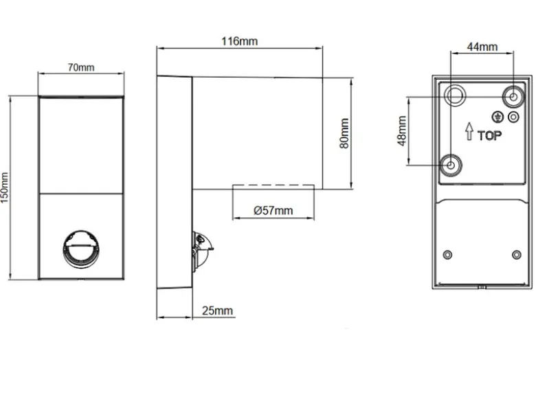 Runde Außenwandleuchte ROYA Downlight mit Bewegungsmelder, Anthrazit, Höhe 15cm