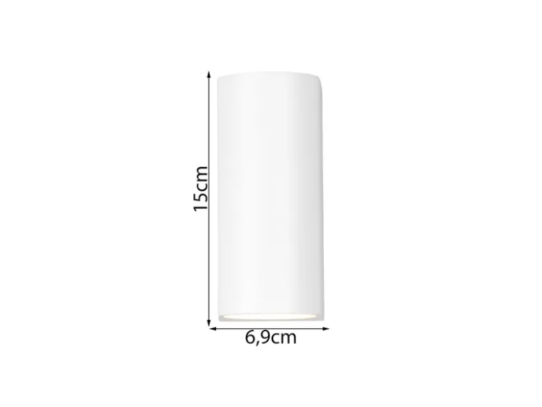 Runde Außenwandleuchte ROYA Up and Down aus Aluminium Weiß, Höhe 15cm
