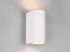 Runde Außenwandleuchte ROYA Up and Down aus Aluminium Weiß, Höhe 15cm