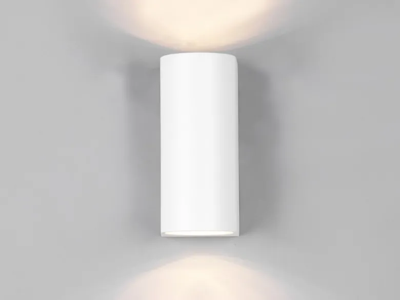 Runde Außenwandleuchte ROYA Up and Down aus Aluminium Weiß, Höhe 15cm