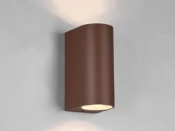 Runde Außenwandleuchte ROYA Up and Down aus Aluminium Rostoptik, Höhe 15cm