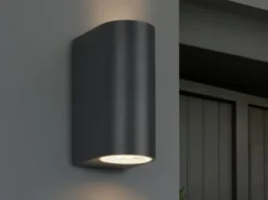 Runde Außenwandleuchte Up and Down Anthrazit mit GU10 LED, Höhe 15cm