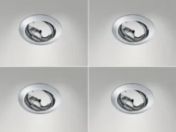 Runde Einbaustrahler Decke im 4er Set schwenkbar Silber Chrom GU10