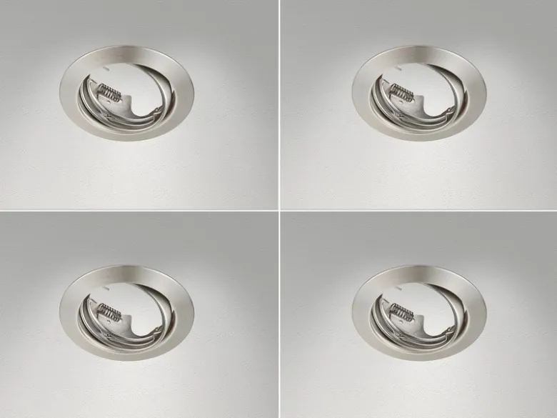 Runde Einbaustrahler Decke im 4er Set schwenkbar Silber matt GU10
