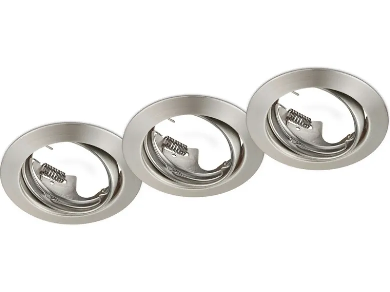 Runde Einbaustrahler Decke JURA 3er Set Ø 8,3cm schwenkbar Silber matt GU10