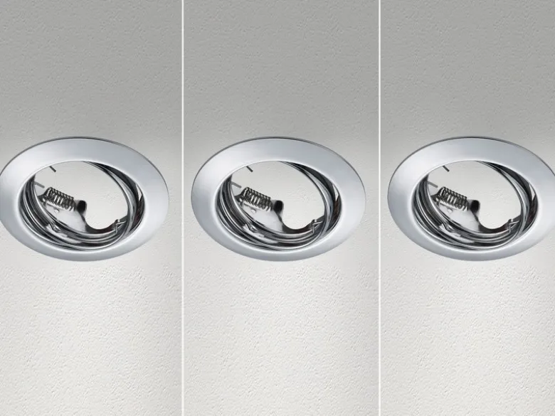 Runde Einbaustrahler Decke JURA 3er Set Ø 8,3cm schwenkbar Silber Chrom GU10