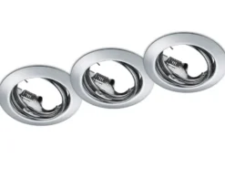 Runde Einbaustrahler Decke JURA 3er Set Ø 8,3cm schwenkbar Silber Chrom GU10