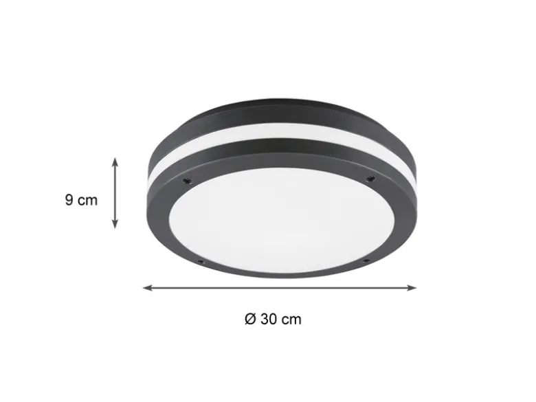 Runde LED Außendeckenleuchte Wandlampe 2er Set in Anthrazit