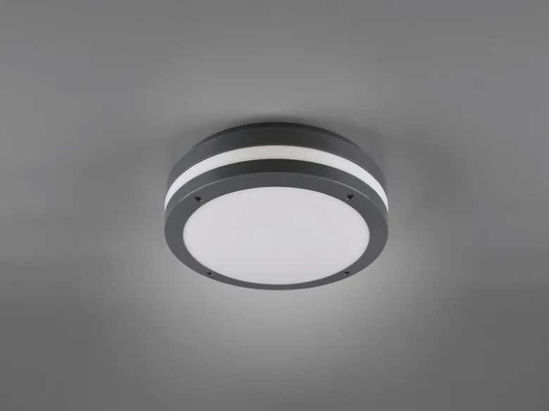 Runde LED Außendeckenleuchte Wandlampe 2er Set in Anthrazit