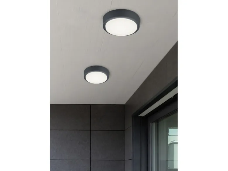 Runde LED Außenwandleuchte BREG in anthrazit aus wetterfestem Aluminium Ø 20cm
