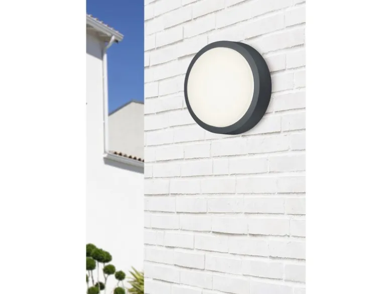 Runde LED Außenwandleuchte BREG in anthrazit aus wetterfestem Aluminium Ø 20cm