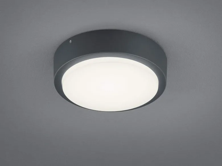 Runde LED Außenwandleuchte BREG in anthrazit aus wetterfestem Aluminium Ø 20cm