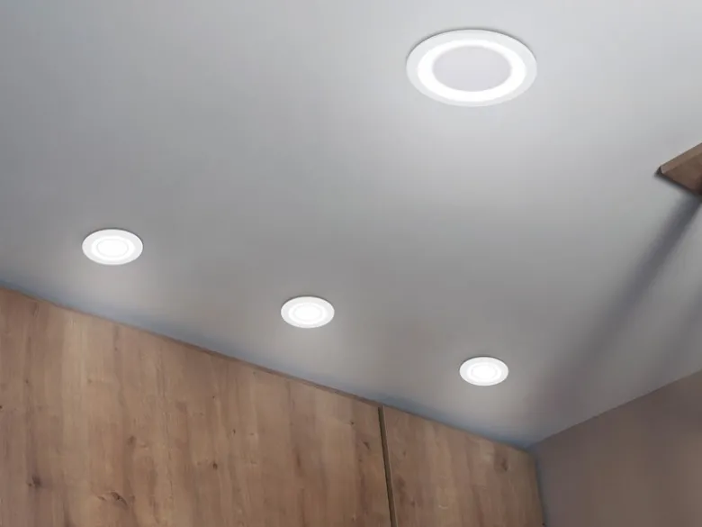 Runde LED Deckeneinbaustrahler 2er Set in Weiß matt Ø 14,8cm