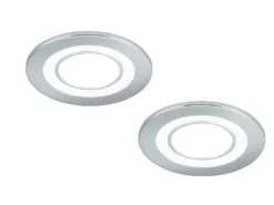 Runde LED Deckeneinbaustrahler 2er Set in Silber Chromfarben Ø 8,2cm