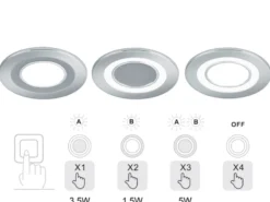 Runde LED Deckeneinbaustrahler 2er Set in Silber Chromfarben Ø 8,2cm