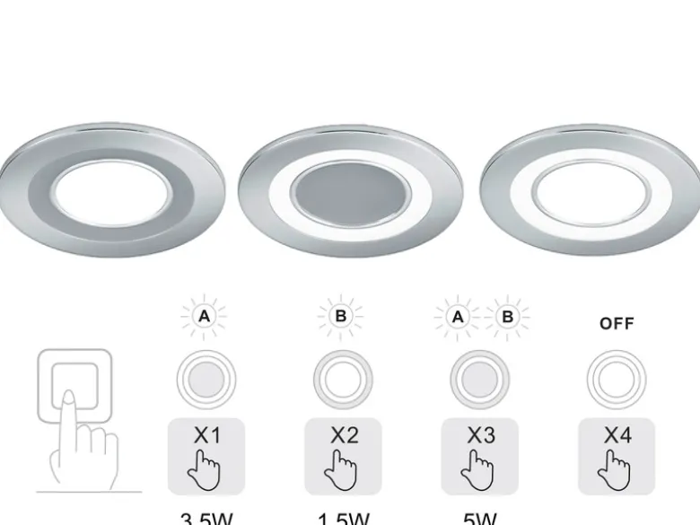 Runde LED Deckeneinbaustrahler 2er Set in Silber Chromfarben Ø 8,2cm
