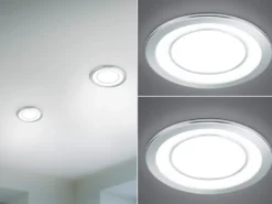 Runde LED Deckeneinbaustrahler 2er Set in Silber Chromfarben Ø 14,8cm