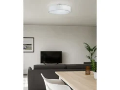 Runde LED Deckenleuchte mit Stoffschirm in Weiß Ø 50cm
