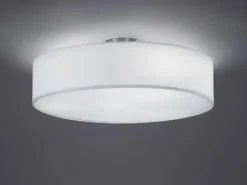 Runde LED Deckenleuchte mit Stoffschirm in Weiß Ø 50cm