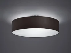 Runde LED Deckenleuchte mit Stoffschirm in Schwarz Ø 50cm