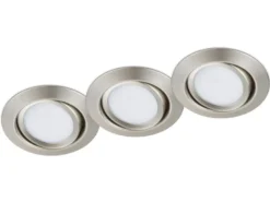 Runde LED Einbaustrahler RILA Decke 3er Set Spot schwenkbar Nickel matt 5 Watt